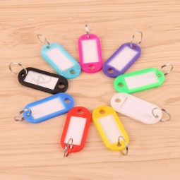 Plastic Keychain Key Tags Id Label Name Tags With Split Ring For Baggage Key Chains Key Rings