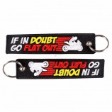 Fashion Keychains for Motor and Cars IF IN DOUBT GO FLAT OUT Embroidery Letter Key  Tag