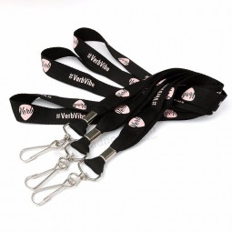 Custom Charm Screen Printed Name Logo Business Card Neck Nylon Retractable Lanyard with Safety Metal Clamp