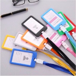 Name Credit Card Holders Women Men PU Bank Card Neck Strap Card Bus ID Holder Students Kids Identity Badge with Lanyard