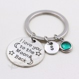 I love You to the moon and back / birthstone keychain / personalised A to Z letters Key chain / sister gift / gift van de vriendin