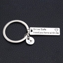 Drive Safe I Need You Here With Me/Couples Keychain/Engraved Keychain/Lettering A-Z Keychain/Husband Gift/Boyfriend Gift