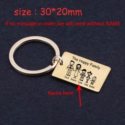 Fashion Family Keychain Engraved The Happy Family Personalized Custom Family Name For Parents Family Member Gift Key Ring