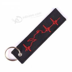 Red ECG Racing Keychain Black Bottom Red Embroidered Embroidered Motorcycle Remove Before Flight Aviation Key Tag