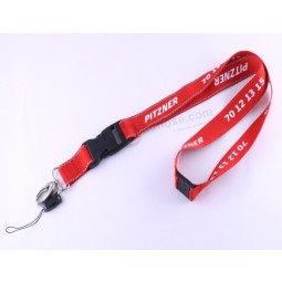 Promotional Printed Red Nylon Lanyard With Key Chain