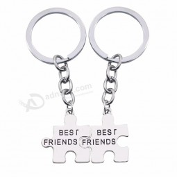 Puzzle Best Friends Keychain Key Rings Alloy Silver Irregular Geometry Key Chain Best Friends Forever BFF Friendship Jewelry