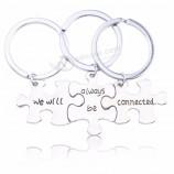 trendy beste vrienden sleutelhanger gesneden We zullen altijd verbonden zijn Sleutelhanger 3 stks / set puzzel sleutelhangers Sleutelhangers houder BFF sieraden