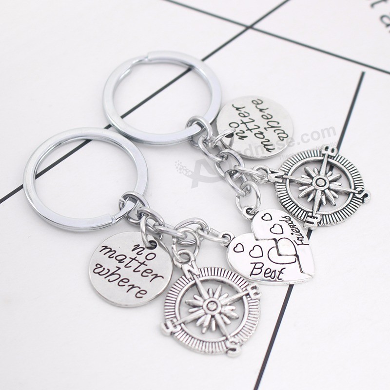 2pcs-set-Best-Friends-Key-Chain-Vintage-No-Matter-Where-Compass-Pendant-Keychain-BFF- 긴 거리 (5)