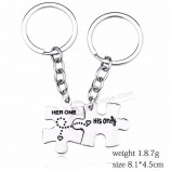 2019 Popular 2pcs/set Puzzle Key Chains Key Rings Her One His Only Keychain Charm Couple Jewlery For Lovers Valentine's Day Gift
