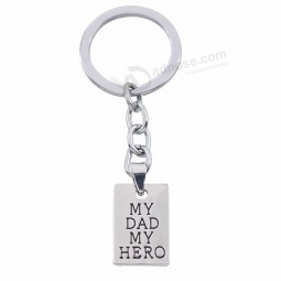 MY DAD MY HERO Keychain Tiny Square Keyrings Key Chain Holder Family Dad Father Love Jewelry For Christmas Father's Day Gifts