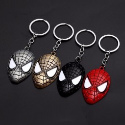 Hot Metal Marvel Avengers Spiderman Mask Keychain Cartoon Figure Superhero Spider Man Pendant Key Chain Key Ring Trinket Gift