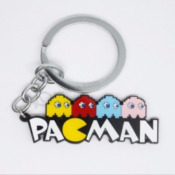 Classic Game PacMan Cosplay Keychain Zinc Alloy PAC-MAN Key Chain Key Ring Cute Shape Little Ghost Game Accessories Trinket Gift