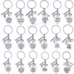 Liebe Herz Apfel Lineal ABC Buch Charms Schlüsselbund Lehrer Schlüsselanhänger Schmuck Lehrer Tag Geschenke für Lehrer Schlüsselanhänger Ringe Halter