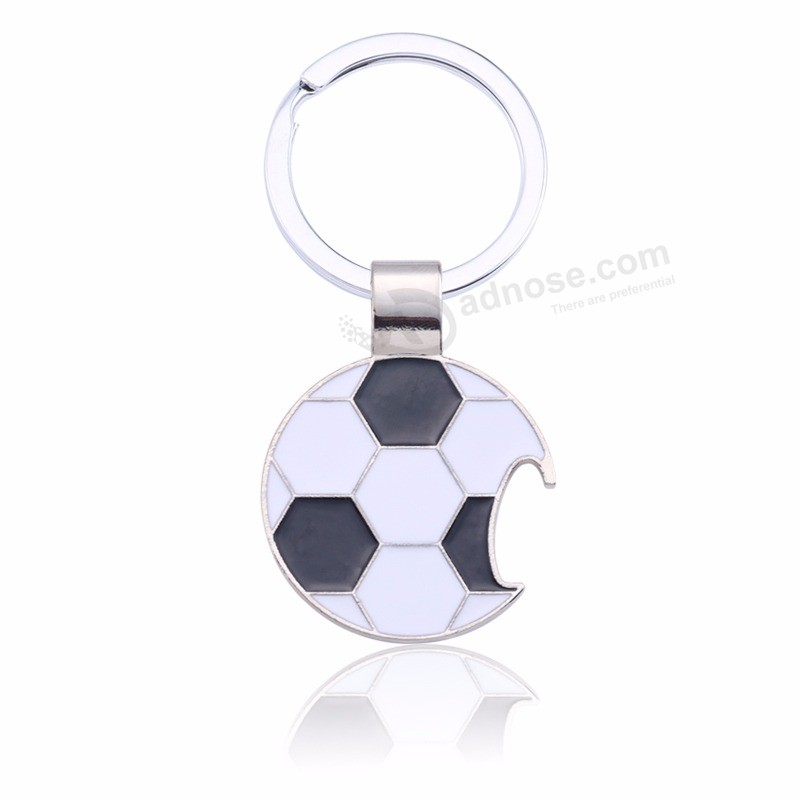 Trendy-Football-Key-Chain-Creative-Beer-Bottle-Opener-Keychain-Enamel-Black-White-Soccer-Key-Ring-Unisex