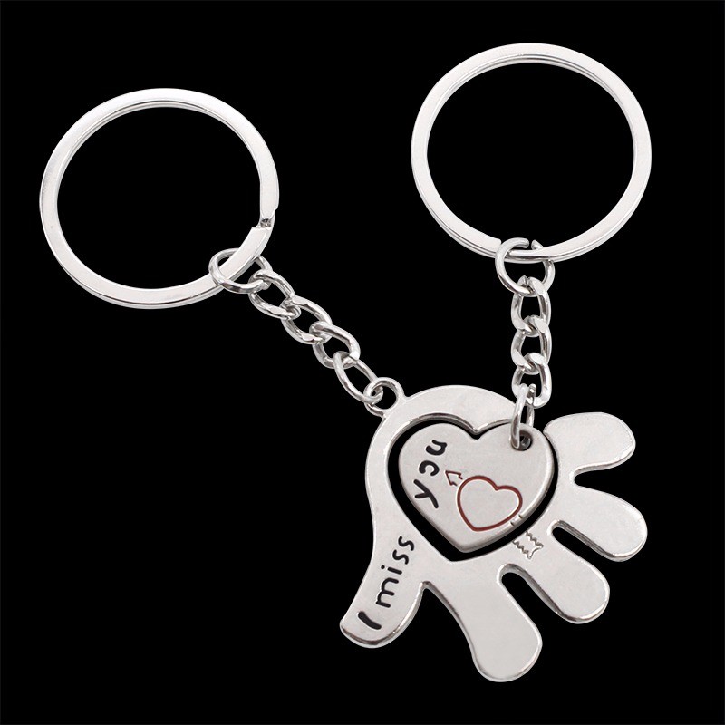 2Pcs-Fashion-I-Miss-You-Paar-Schlüsselbund-Love-In-Hand-Heart-Keychains-Schlüsselanhänger-Ring-Für (1)