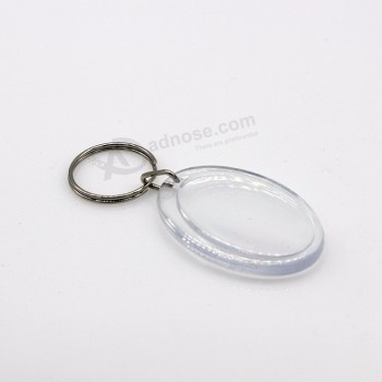 Cheapest promotion plastic keychain oval shaped acrylic keychain blank photo key tag