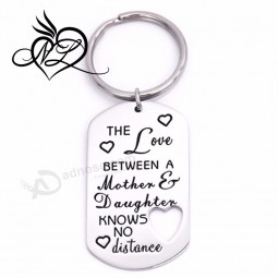 The Love Between a Mother & Daughter Knows No Distance Key Chain Dog Tag Keychain