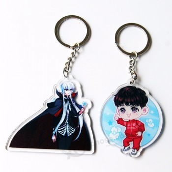 Factory supplier promotional custom metal chain plastic acrylic keychain with fashion anime cute characters