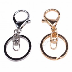 Gold Round Keyring Metal Split Key Chains Key Rings With Lobster Clasp DIY Accessories Findings 1Pc