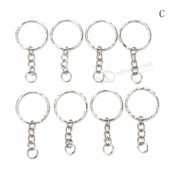 100 Pcs/Set Silvery Key Chains Stainless Alloy Circle DIY 25mm Keyrings Jewelry Keychain Key Ring