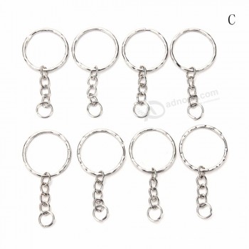 100 Stks / set zilverachtige sleutelhangers roestvrij legering cirkel DIY 25mm sleutelhangers sieraden sleutelhanger Sleutelhanger