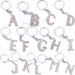 Rhinestones Alphabet Keyring 26 Letters Initial Key Ring Key Chains Unisex Keychain Bag Pendant Jewelry Ornament Crystal