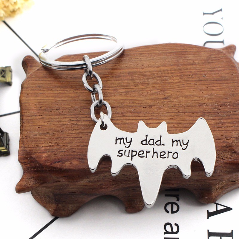 Fashion-My-Dad-My-Superhero-Charm-Pendant-Keychain-Simple-Silver-Bat-Key-Chain-Ring-Father-s (3)