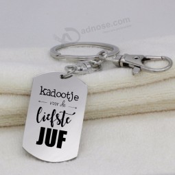 Liefste Juf Keychain 2019 Top Selleing Dog Tag Pendant Keyring Jewelry for Teacher YP6929 Drop Shipping
