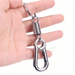 2 Pcs Outdoor Stainless Steel Spring Buckle Carabiner Keychain Waist Belt Clip Anti-lost Buckle Hanging Retractable Keyring