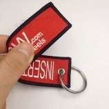 double side customized embroidery before flight keychain