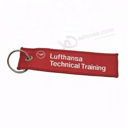 Wholesale Custom Logo Polyester Fabric Embroidery Fancy Function Embroidered personalized keychains tag