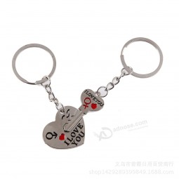 Print I LOVE YOU Heart&Key Keychain Ring Keyring Lover Romantic Personalised Creative Birthday Christmas Gift