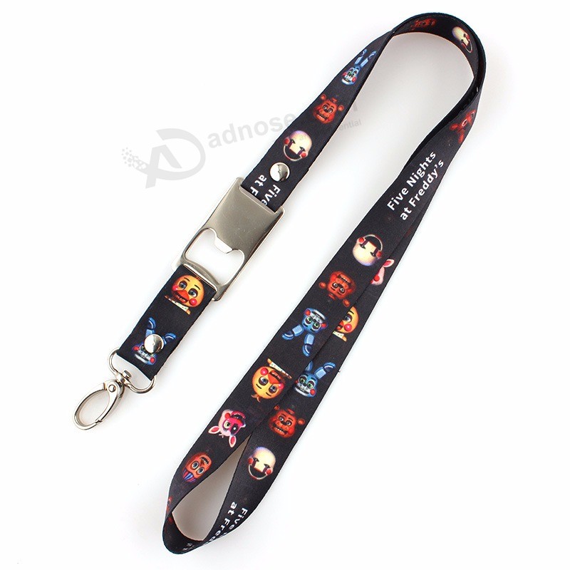 High Quality Polyester Beer Bottle Opener Lanyard with Metal Hook
