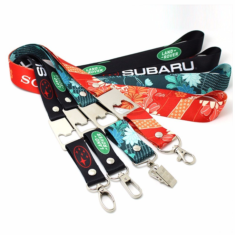 High Quality Polyester Beer Bottle Opener Lanyard with Metal Hook