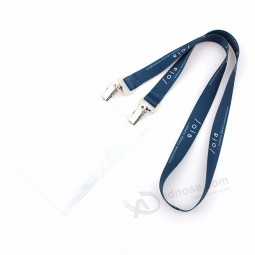 Custom High Quality Printed Logo Neck Lanyard for key with Double Clip