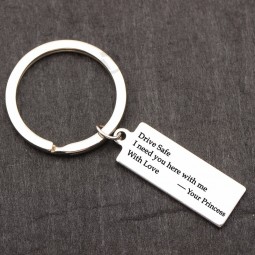 Stamped Keychain Drive Safe I Need You Here With Me Keyring Your Princess Key Tag
