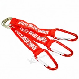 monogram keychain Red Keychain Woven Letter Keyring Jewelry Pilot Tags OEM Outdoor Sport Key Ring Safety Tag