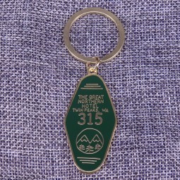Twin Peaks keychain The Great Northern Hotel Room 315 keyring horror movie inspired jewelry green gold printed keytag