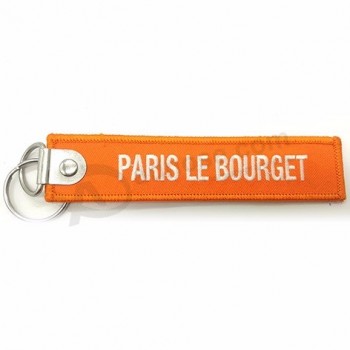 Customization Textile Superior Quality Embroidered Two Sided Fabric Keychain Custom