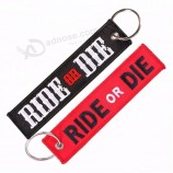 Ride or die letter motorcycle embroidery personalized keychains for suitcase