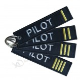 Custom Aviation Pilot Embroidered Tag Key chain Airplane Pilot Key Tag Custom Embroidered personalized keychains