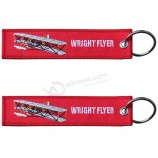 Custom Cheap Wright Flyer Embroidery Woven Logo Fabric personalized keychains