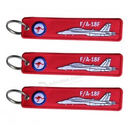 Custom Brand Logo Embroidered Keychains F/A-18F Twill Machine Embroidered Airplane personalized keychains