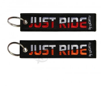 Customized Shape  Embroidery Twill Pilot Key Tag Embroidered Keychain Keyring For Promotion Business Gift