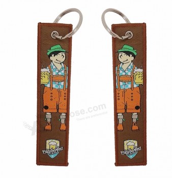 Superior Quality Customized Double Sided Chains Promotional Woven Embroidery Fabric Keychain Custom Letter Embroidered Key Chain