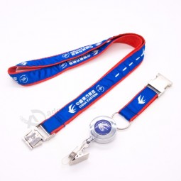 Promotional Polyester Embroidery Custom Woven Lanyard with Metal Hook