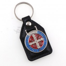 PU Leather KeyChains Saint Benedict Charm pendants wholesale
