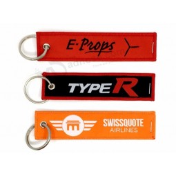 Custom Logo Woven personalized keychains with Metal Ring