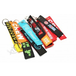 Fashionable High Quality Custom Embroidered Woven personalized keychains for Motorcycle