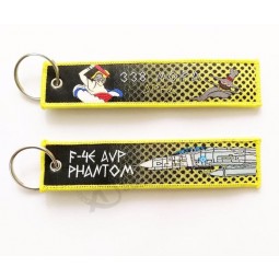 Customized Brand Woven personalised keyrings for Motorcycle with Metal Ring